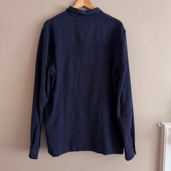 Sunspel England Wool Blend Button Front Flannel Shirt Navy Blue Size Large NEW - Picture 6 of 6